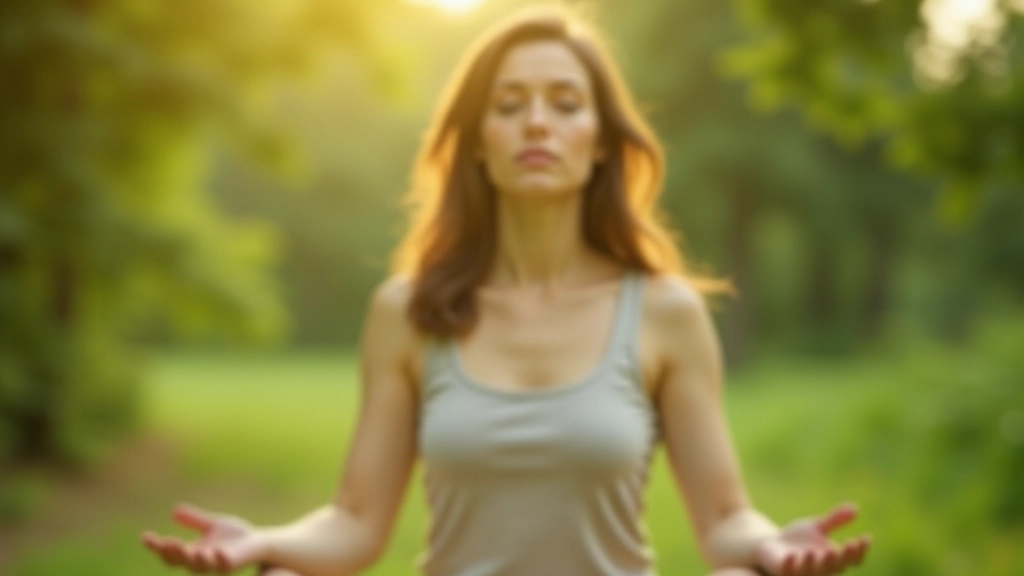 Femme pratiquant la méditation de pleine conscience en environnement calme et naturel, assise avec les yeux fermés