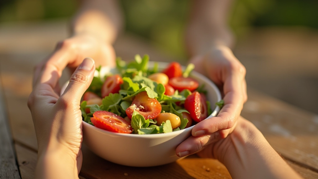 Personne savourant un repas avec attention et présence