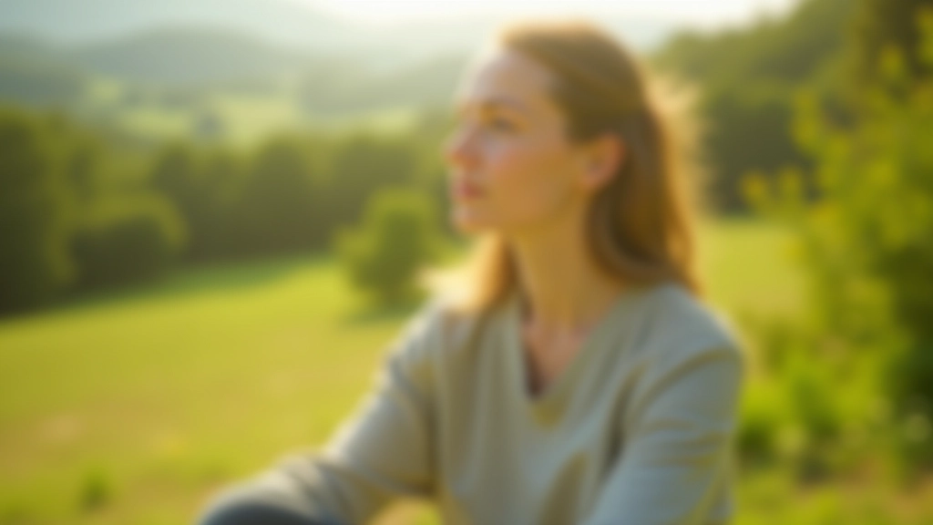 Personne en pratique de pleine conscience dans un cadre naturel calme