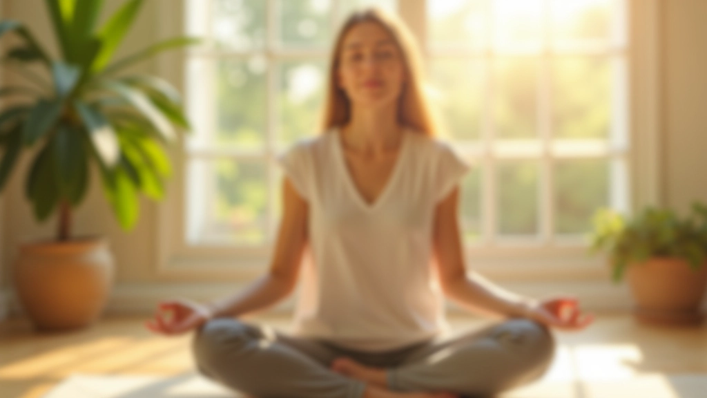 Personne assise en posture de méditation paisible dans un environnement calme et lumineux