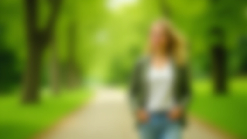 Femme marchant consciemment dans un parc verdoyant